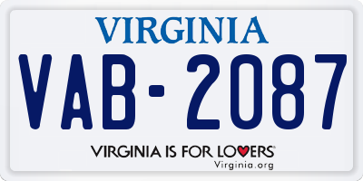 VA license plate VAB2087