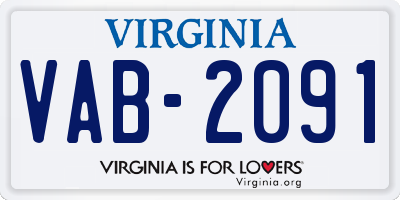 VA license plate VAB2091