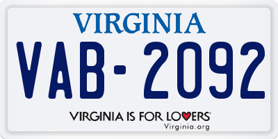 VA license plate VAB2092