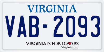 VA license plate VAB2093