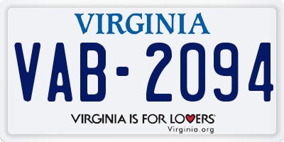 VA license plate VAB2094