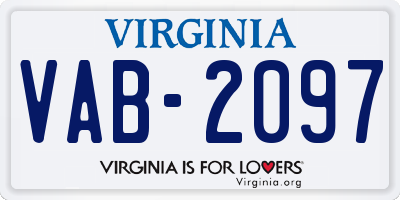 VA license plate VAB2097