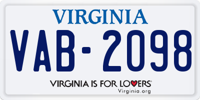 VA license plate VAB2098