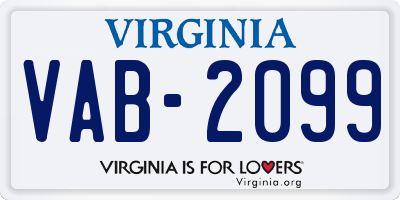 VA license plate VAB2099