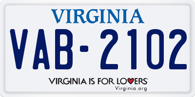 VA license plate VAB2102