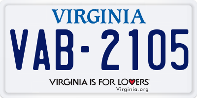 VA license plate VAB2105