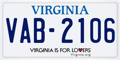 VA license plate VAB2106