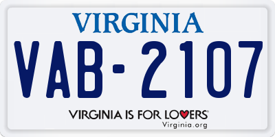 VA license plate VAB2107