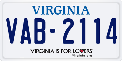 VA license plate VAB2114