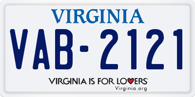 VA license plate VAB2121