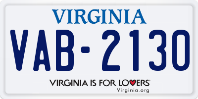 VA license plate VAB2130