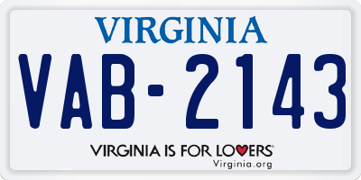 VA license plate VAB2143