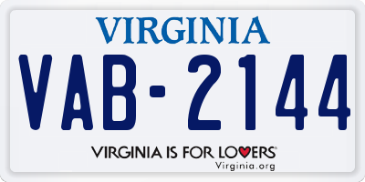 VA license plate VAB2144