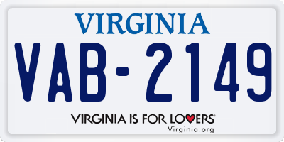 VA license plate VAB2149