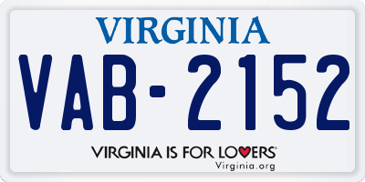 VA license plate VAB2152