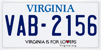 VA license plate VAB2156