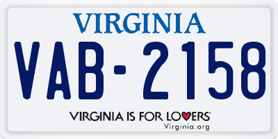 VA license plate VAB2158