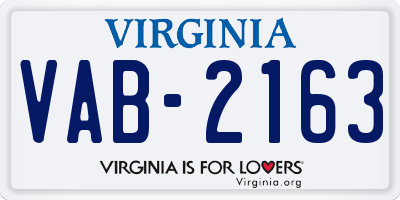 VA license plate VAB2163