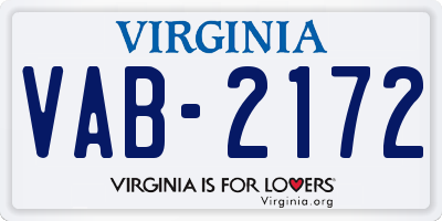 VA license plate VAB2172