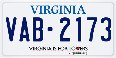 VA license plate VAB2173