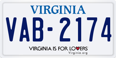 VA license plate VAB2174