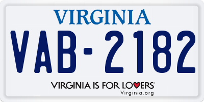 VA license plate VAB2182