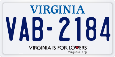 VA license plate VAB2184