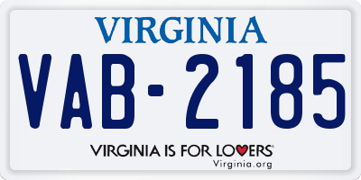 VA license plate VAB2185