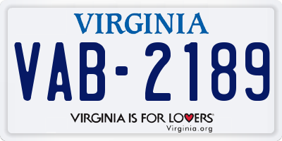 VA license plate VAB2189