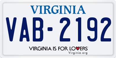 VA license plate VAB2192