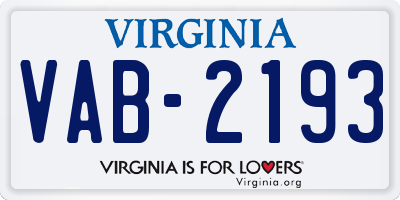 VA license plate VAB2193