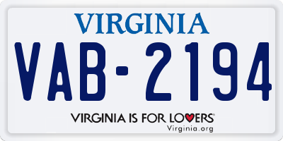 VA license plate VAB2194