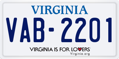 VA license plate VAB2201