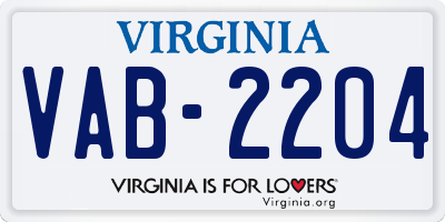 VA license plate VAB2204