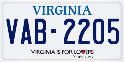 VA license plate VAB2205