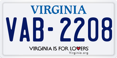 VA license plate VAB2208