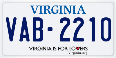 VA license plate VAB2210