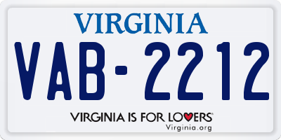 VA license plate VAB2212