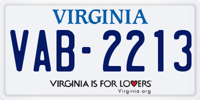 VA license plate VAB2213