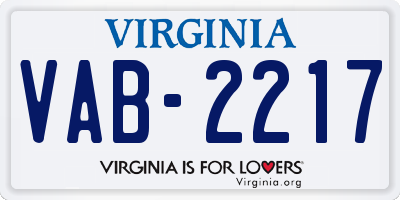 VA license plate VAB2217