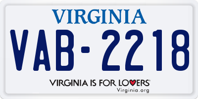 VA license plate VAB2218