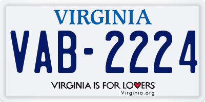 VA license plate VAB2224