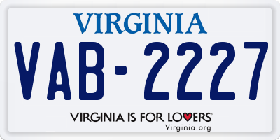 VA license plate VAB2227