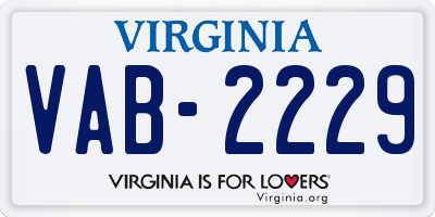 VA license plate VAB2229