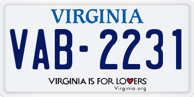 VA license plate VAB2231