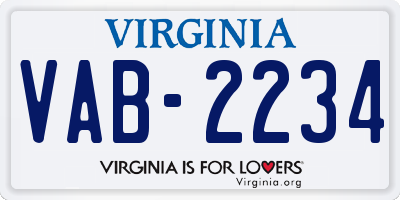 VA license plate VAB2234