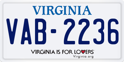 VA license plate VAB2236