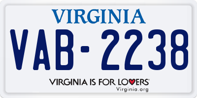 VA license plate VAB2238