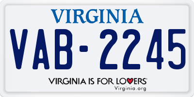 VA license plate VAB2245