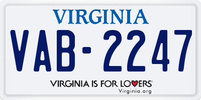 VA license plate VAB2247